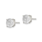 Sterling Silver Round CZ Stud Earrings Four Prong Basket
