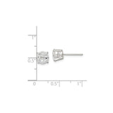 Sterling Silver Round CZ Stud Earrings Four Prong Basket