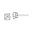 Sterling Silver Stud Earrings with Round Composite CZ Stones in Four Prong Basket Setting, Elegant Minimalist Design for Women, Classic Daily Wear Studs with High Polish and Subtle Sparkle Finish