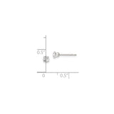 Sterling Silver Stud Earrings with Square Cut Cubic Zirconia, Minimalist Modern Design