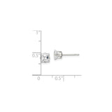 Sterling Silver Square Cut CZ Stud Earrings With Four Prong