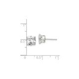 Sterling Silver Stud Earrings with Princess Cut Cubic Zirconia, Minimalist Square Design