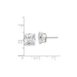 Sterling Silver Stud Earrings with Princess Cut Cubic Zirconia, Square Minimalist Design for Women