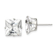 Sterling Silver Stud Earrings with Square Cut Clear Cubic Zirconia in Four Prong Setting, Princess Cut Minimalist Design, Classic Elegant Silver Jewelry for Women, Daily or Special Occasion Wear