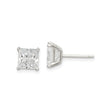 Sterling Silver Square Stud Earrings with Princess Cut Cubic Zirconia, Minimalist Design