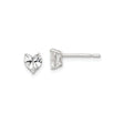 Sterling Silver Heart Stud Earrings with Clear Cubic Zirconia for Women