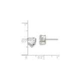 Sterling Silver Heart Stud Earrings with Cubic Zirconia, Romantic Design for Women