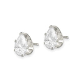 Sterling Silver Tear Drop CZ Stud Earrings Brilliant