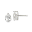 Sterling Silver Tear Drop Cubic Zirconia Stud Earrings for Women, Elegant Pear Shaped Design, Classic Daily Wear Silver Jewelry, Timeless Formal Earrings, Minimal Neutral Tone Fashion Studs