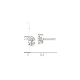 Sterling Silver Stud Earrings with Oval Cut Cubic Zirconia, Classic Four Prong Design for Women