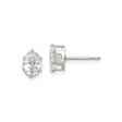 Sterling Silver Stud Earrings with Oval Cut Cubic Zirconia, Classic Four Prong Design for Women