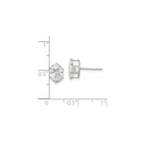 Sterling Silver Oval Stud Earrings with Clear Cubic Zirconia, Classic Solitaire Design