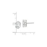 Sterling Silver Stud Earrings with Oval Cut Cubic Zirconia, Classic Four Prong Setting for Women