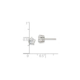 Sterling Silver Star Stud Earrings with Cubic Zirconia Center, Five Pointed Celestial Design