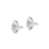 Sterling Silver Stud Earrings with Cubic Zirconia, Marquise Cut, Minimalist Modern Style