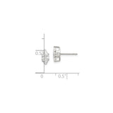 Sterling Silver Stud Earrings with Cubic Zirconia, Marquise Cut, Minimalist Modern Style