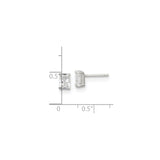 Sterling Silver Rectangular CZ Stud Earrings Basket