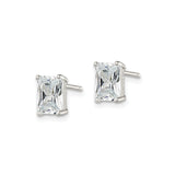 Sterling Silver Rectangular CZ Stud Earrings Basket Setting