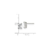 Sterling Silver Rectangular CZ Stud Earrings Basket Setting