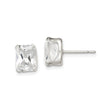 Sterling Silver Stud Earrings with Emerald Cut Cubic Zirconia, Rectangle Basket Set
