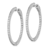 Sterling Silver Hoop Earrings with Cubic Zirconia and Textured Design for Women