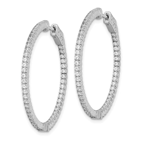 Sterling Silver Hoop Earrings with Cubic Zirconia and Textured Design for Women