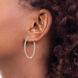 Sterling Silver Rose Gold Plated Hoop Earrings with Cubic Zirconia and Textured Design