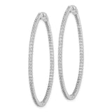 Sterling Silver Hoop Earrings with Cubic Zirconia and Textured Front Design