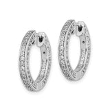 Sterling Silver Celtic Knot Hoop Earrings with Cubic Zirconia, Double Row Interwoven Design
