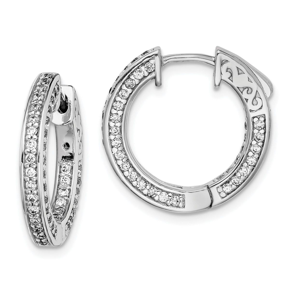 Sterling Silver Celtic Knot Hoop Earrings with Cubic Zirconia, Double Row Interwoven Design