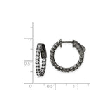 Sterling Silver Hoop Earrings with Cubic Zirconia, Black Rhodium Plated, In and Out Design