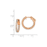 Sterling Silver Rose Gold Plated Hoop Earrings with Cubic Zirconia, Lightweight Formal Design
