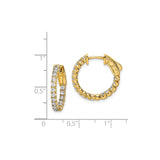 Sterling Silver Hoop Earrings with Cubic Zirconia, Scroll Design, Latch Closure