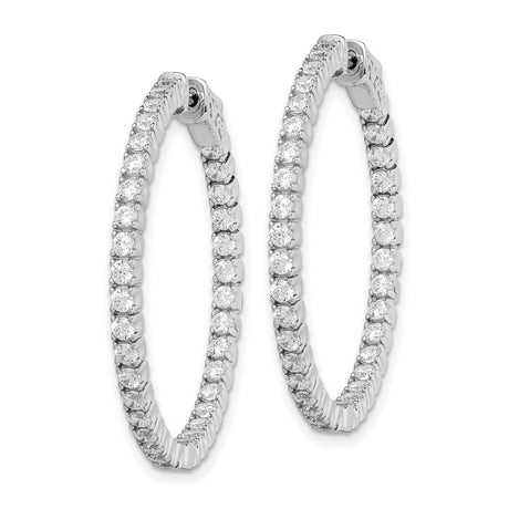 Sterling Silver Hoop Earrings with Cubic Zirconia Accents, Classic Round Design, Hinged Clasp