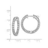 Sterling Silver Hoop Earrings with Round Cut Cubic Zirconia in Prong Setting