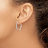 Sterling Silver Rose Gold Plated Hoop Earrings with Cubic Zirconia, Evening Fashion Jewelry