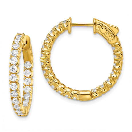 Sterling Silver Hoop Earrings with Round Cut Cubic Zirconia, Prong Set, Latch Back Closure