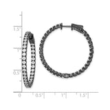 Sterling Silver Hoop Earrings with Clear Cubic Zirconia, Inside Out Round Cut Design