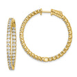 Sterling Silver Hoop Earrings with Cubic Zirconia, Double Row Design, Polished Finish