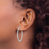 Sterling Silver Hoop Earrings with Cubic Zirconia, Crisscross Textured Design