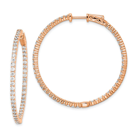 Sterling Silver Rose Gold Plated Hoop Earrings with Cubic Zirconia, Full Circle Design