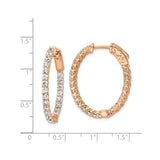 Sterling Silver Hoop Earrings with Cubic Zirconia, Rose Gold Plated, Shared Prong Setting