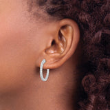 Sterling Silver Hoop Earrings with Cubic Zirconia, Full Eternity Circle Design