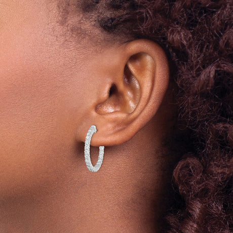 Sterling Silver Hoop Earrings with Cubic Zirconia, Full Eternity Circle Design
