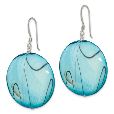 Sterling Silver Dangle Earrings with Mother of Pearl, Swirl Design, Coastal Style