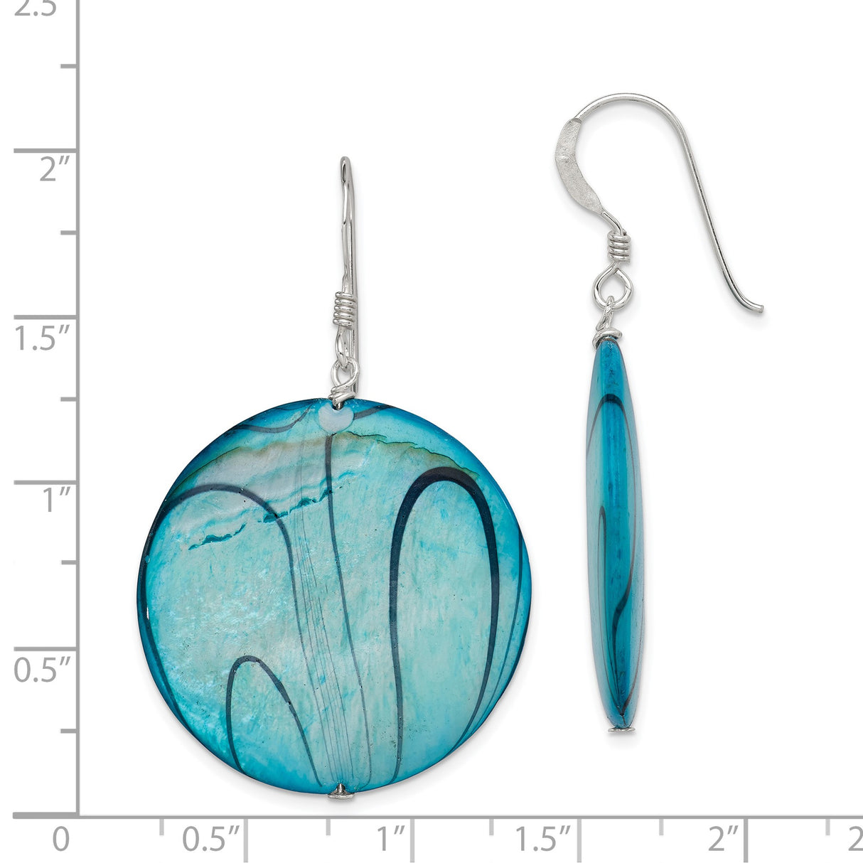 Sterling Silver Dangle Earrings with Mother of Pearl, Swirl Design, Coastal Style