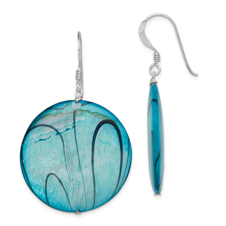 Sterling Silver Dangle Earrings with Mother of Pearl, Swirl Design, Coastal Style