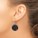 Sterling Silver Dangle Earrings with Round Agate Discs, Swirl Pattern, Modern Minimalist Style