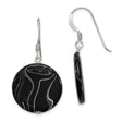 Sterling Silver Dangle Earrings with Round Agate Discs, Swirl Pattern, Modern Minimalist Style