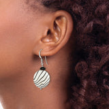 Sterling Silver Dangle Earrings with Mother of Pearl and Agate, Zebra Stripe Design